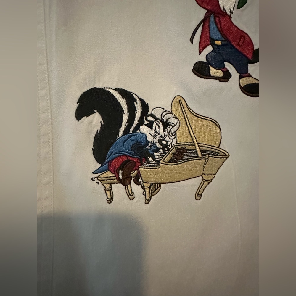 White Cotton Acme University Shirt Medium Embroidered - Picture 10 of 11